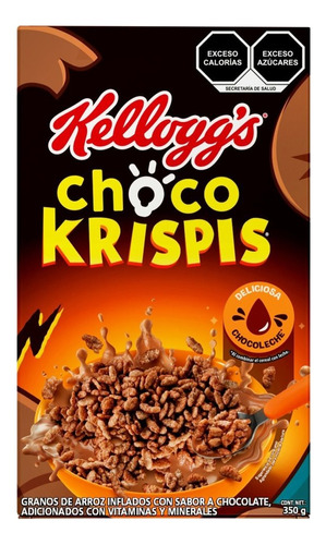 3 Pzs Kelloggs Cereal Sabor Chocolate Choco Krispis 350gr