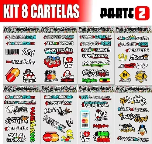 Kit 8 Cartelas Adesivos Carro Moto Bike Atacado 162 Stickers Ferkautoparts  Peças e Acessórios Nacionais e Importados