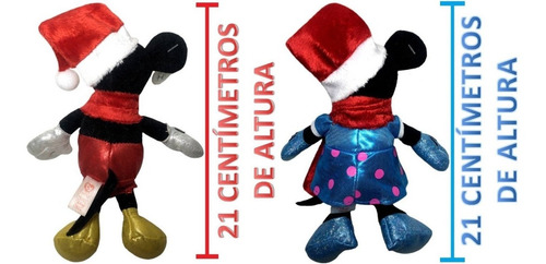 Imagem 4 de 5 de Kit Bonecos Pelúcia P Casal Natal Disney : Minnie + Mickey