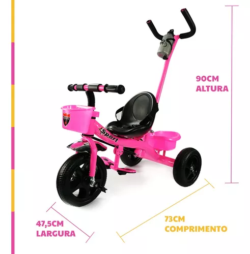 Triciclo Infantil Passeio Pedal 2 Em 1 Cesto Mega Compras