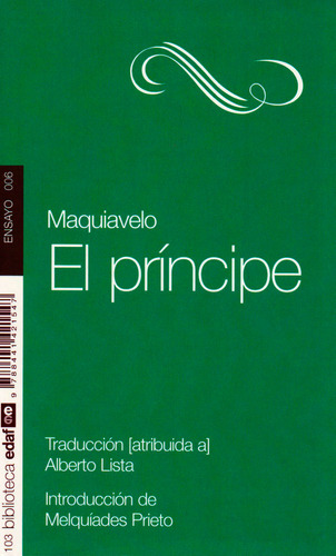 El Príncipe, de Nicolás Maquiavelo. Editorial Edaf, tapa blanda en español, 2013