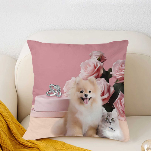 Funda De Almohada C Para Perros Con Temas De 18 X 18 Pulgada
