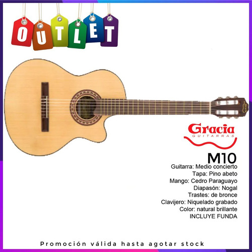 Guitarra Criolla Gracia Modelo M10 Medio Concierto Outlet (Reacondicionado)