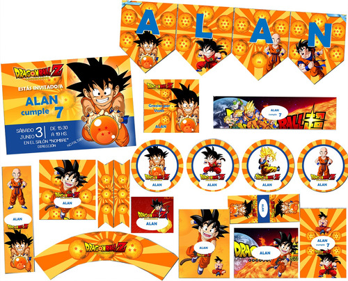 Kit Imprimible Dragon Ball Z Con Textos Editables