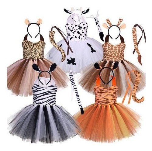 Mundo Animal - Vestido Para Niños Con Diseño De Vaca Y Tigre