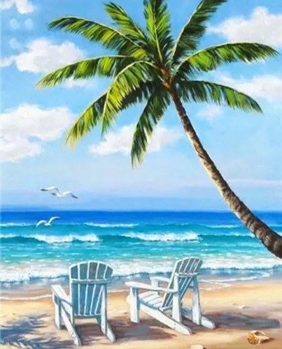 Kit Diamond Painting Pintura De Diamante - Playa Palmera