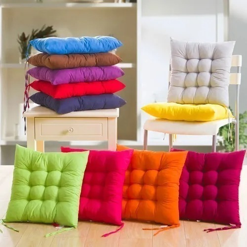 Hermosos Pack 6 Cojines De Silla Cuadrado Liso Colores Hogar