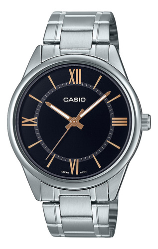 Reloj Hombre Casio Mtp-v005d-1b5udf Core Mens Color De La Correa Negro Color Del Bisel Plateado Color Del Fondo Negro