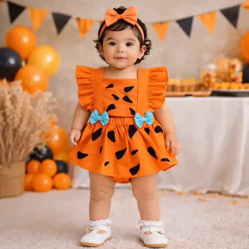 Body Bebê Tematico Pedrita Flintstones Romper Festa Fantasia