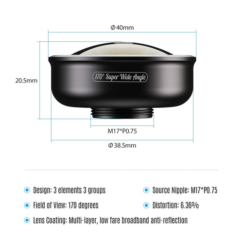 Lente Super Grande Angular Apexel Apl-hd5sw 170 ° Para Lente