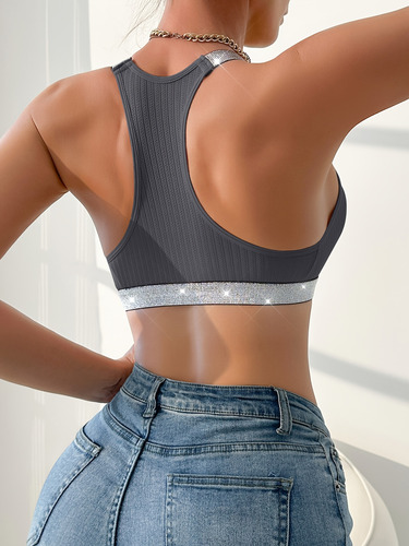 Ropa Interior De Mujer Con Diseño De Tirantes Plateados Y