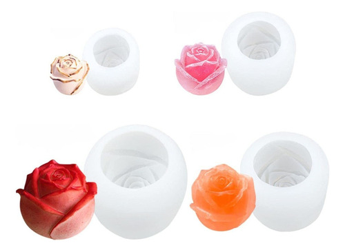 Z 4 Piezas Molde De Vela Silicona 3d Flor Rosa Para Resina X