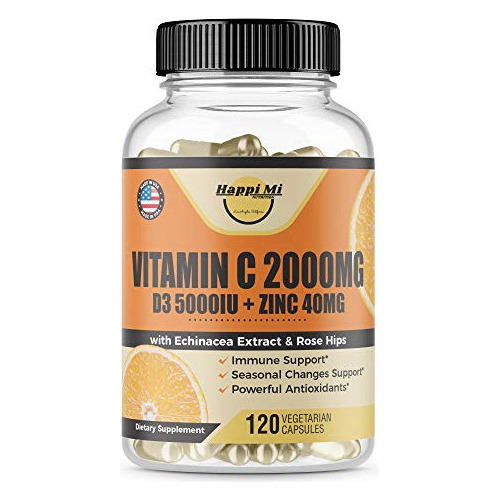 Vitamina C 2000 Mg + D3 5000 Iu + Zinc 40 Mg 120 Cap