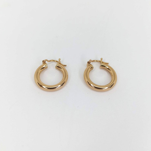 Par De Aros Argolla Con Cierre Italiano Oro 18k 15mm