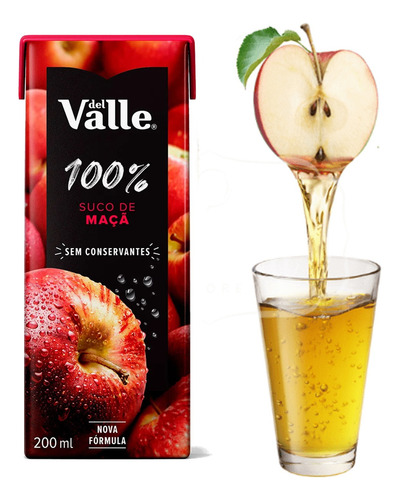 Kit C/ 18und Suco Del Valle 100% Fruta Sabor Maçã Tp 200ml