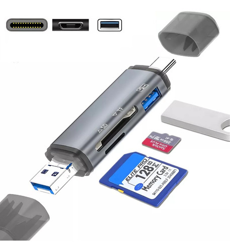 Lector De Tarjetas Adaptador Otg Usb De Memoria Usb C 6 En 1