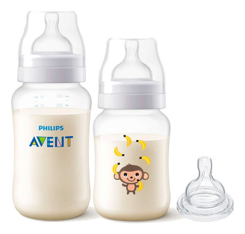 Biberones Anticolicos Avent Por Etapas Y Tetina Monkey 3pz