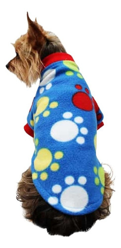 Suéter Polar P/perro C/huellas Color Azul Talla 0 Pet Pals