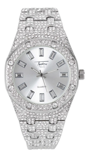 Reloj Mujer Techno Pave 8651c-103-m Cuarzo Pulso Plateado