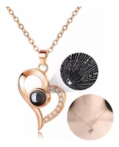 Comprar Plata 925 Collar Te Amo 100 Idiomas Bañado Oro Mujer Joya Corazón De Oro Rosa Collar De Proyección Te Amo En 100 Idiomas Con Dije Corazón Plateado Incluye Caja De Joyería