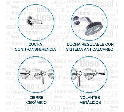Imagen 5 de 10 de Griferia Aqualaf Ducha 2030 Itati Lever Embutir Con Transf