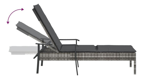 Minerwall Sun Lounger With Cushion Gray Poly
