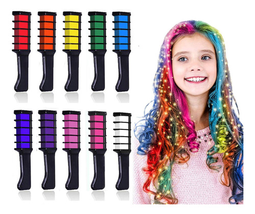 Kalolary Tiza De Cabello De 10 Colores Para Nias Y Nios, Tin