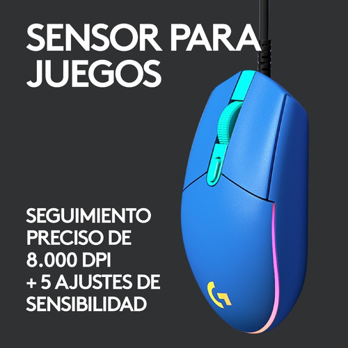 Imagen 9 de 9 de Mouse gamer de juego Logitech G Series Lightsync G203 azul