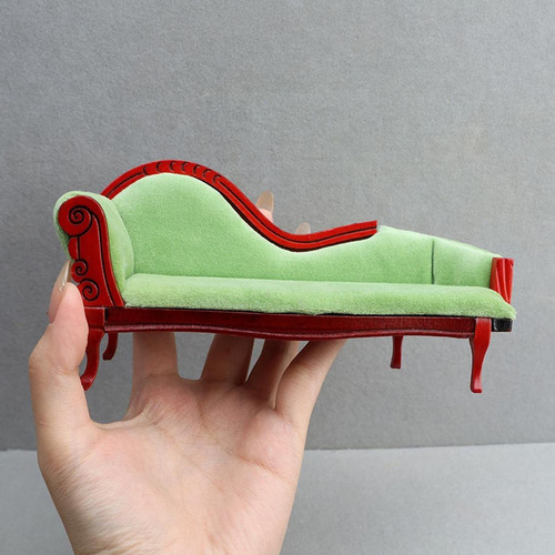 Xfw3 Casa De Muñecas A Escala 1:12, Mini Sofá, Verde