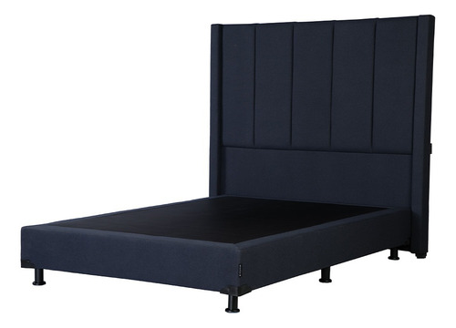 Cabecera King Size Dicasa Niza Azul + Box Dicasa Orly Color Azul Marino
