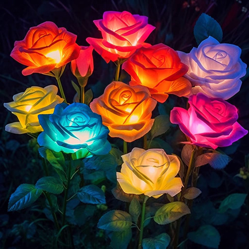 Luces Solares Para Jardín, Pack De 6 Flores Exteriores
