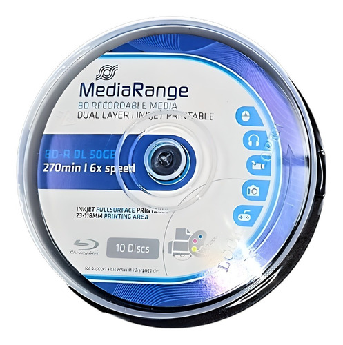 Cono X 10 - Dl Blu-ray Doble Capa 50gb 6x Media Range