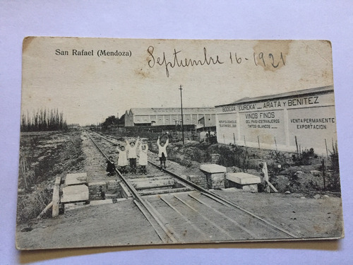 Postal Bodegas Arata En San Rafael Junto Al Tren 1921