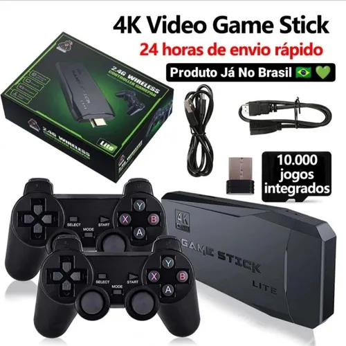 Game Stick Video Game com 20 Mil Jogos Retro 4k 2 Controles Sem