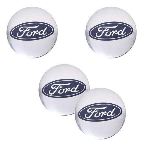 Pack4 Tapa Centro Ford 56mm Plata Azul Adhesivo Rueda Llanta