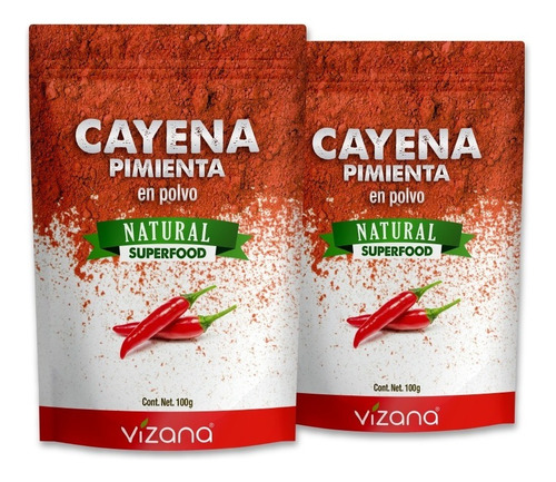 Pimienta De Cayena En Polvo 200g(2bolsas100g)vizananutrition