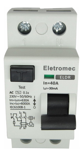 Interruptor Diferencial Dr 40a 2p 30ma 400v Eletromec