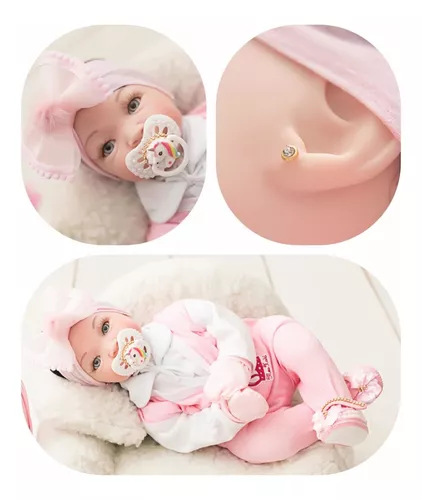 Boneca Bebe Reborn Realista Morena Com Chupeta 12 Itens - Chic Outlet -  Economize com estilo!