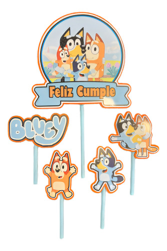 Topper Deco Torta Bluey Cotillon Toppers Para Cake Decoracio