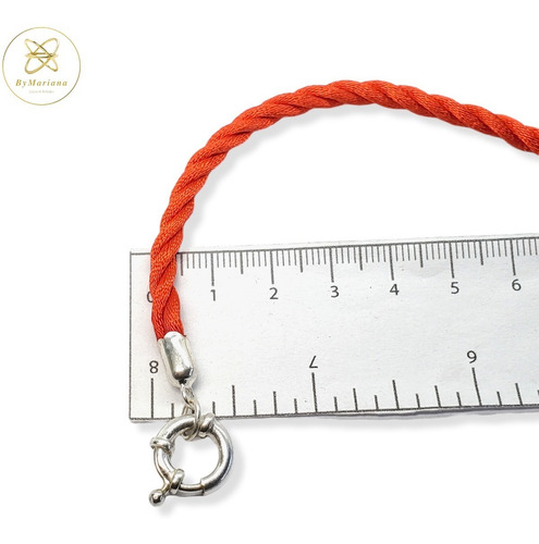 Imagen 6 de 10 de Pulsera Plata Hilo Seda Rojo Con Marinero