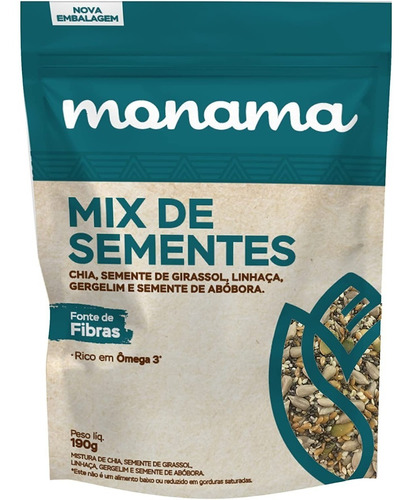 Mix De Sementes, Chia, Linhaça E Gergelim Monama 190g