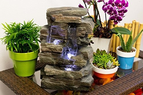 Fuente De Agua De Resina Y Fibra De Vidrio Con Luces Led