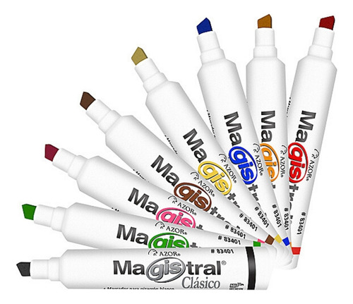 Set Marcadores Para Pizarron Blanco Magistral Azor 8 Colores