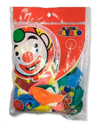 Globo Payaso Liso Colores Surtidos #9 C/50 Piezas