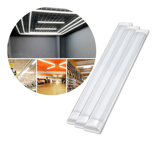 3 Luminaria Tubular Sobrepor Led 36w 120cm 36w Calha 036bf Cor Branco 110V/220V