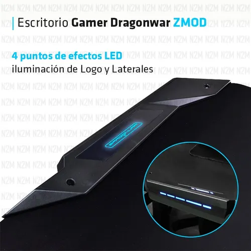 Escritorio Mesa Oficina Pc Gamer Zmod Gt-001 Luces Rgb Dragon War