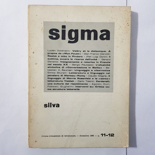 Sigma Rivista Trimestrale Di Letteratura Dic 66 - Num 11-12