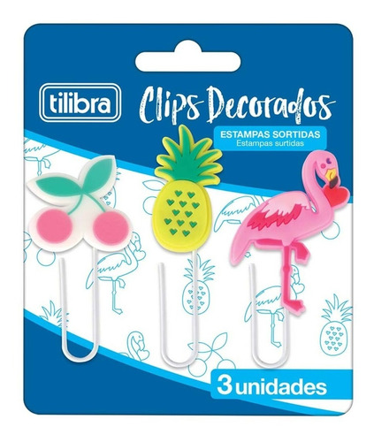 Clips Para Papel 50mm Decorado Tilibra 3 Unidades Cor Branco