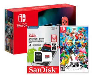 Nintendo Switch Neón + Super Smash Bros + Memoria Sd 128gb