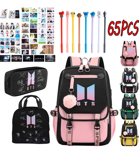 54 Piezas Bts School Bts Mochila Para Niñas Con Lonchera Pos